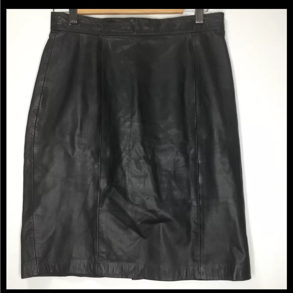 Anchor Blue 11 Black Leather Pencil Skirt Knee-Length Work Y2K VTG Office Siren